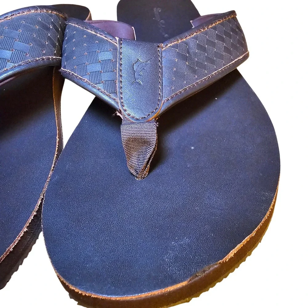 Tommy Bahama Anchored Flip Flops Mens Brown Basketweave  display picture 1